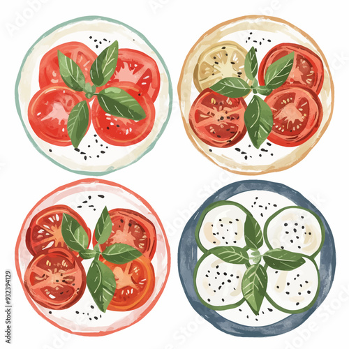 Vector Caprese Salad simple and mi