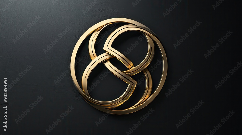 Abstract Gold Geometric Shape on Black Background Abstract Gold Geometric Shape on Black Background