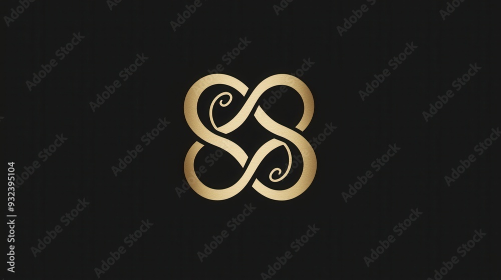 Golden Infinity Logo Design On Black Background Golden Infinity Logo Design On Black Background