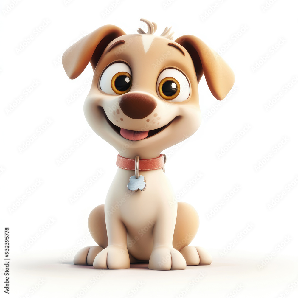 Fototapeta premium 3D cartoon, a dog. on a solid white background