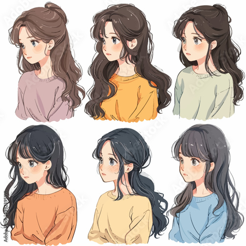 Vector Girl Feeling simple and min