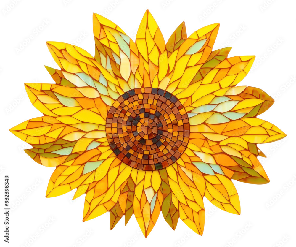Fototapeta premium Mosaic tiles of sunflower pattern plant art.
