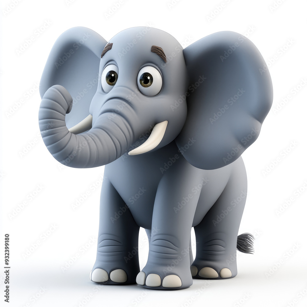 Obraz premium 3D cartoon, an elephant. on a solid white background