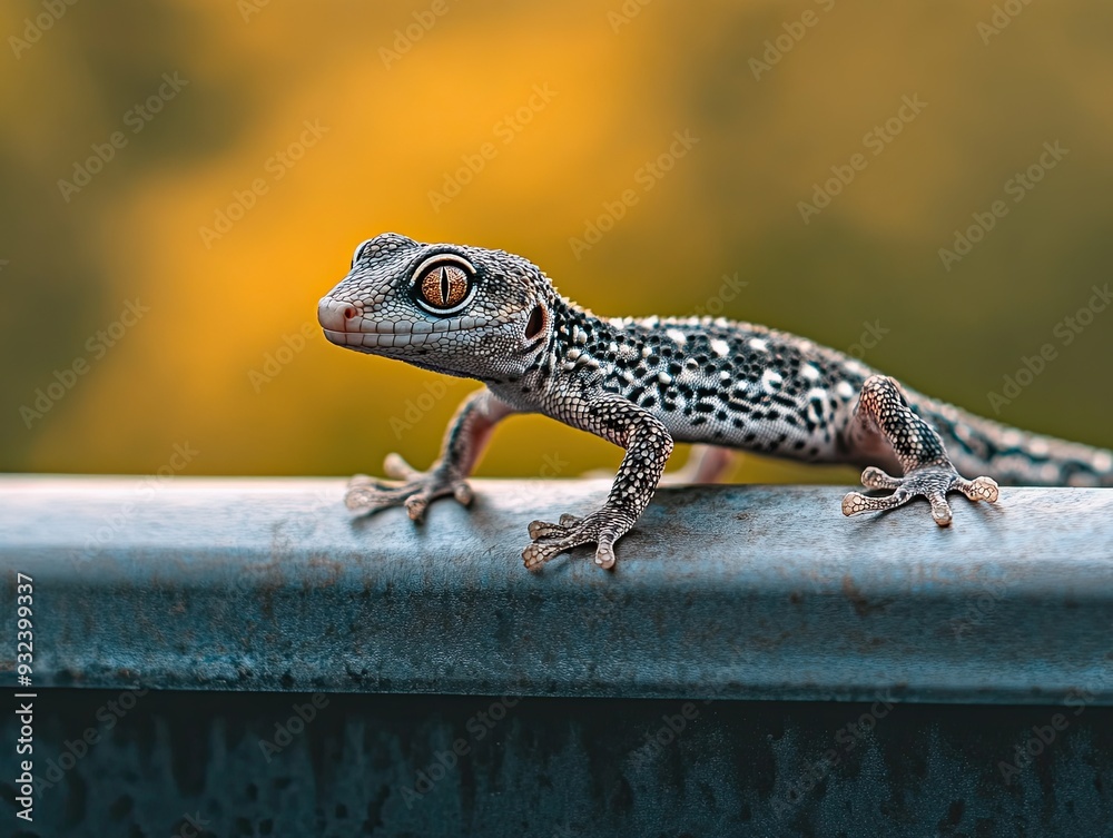 Obraz premium Gecko isolated on metal background