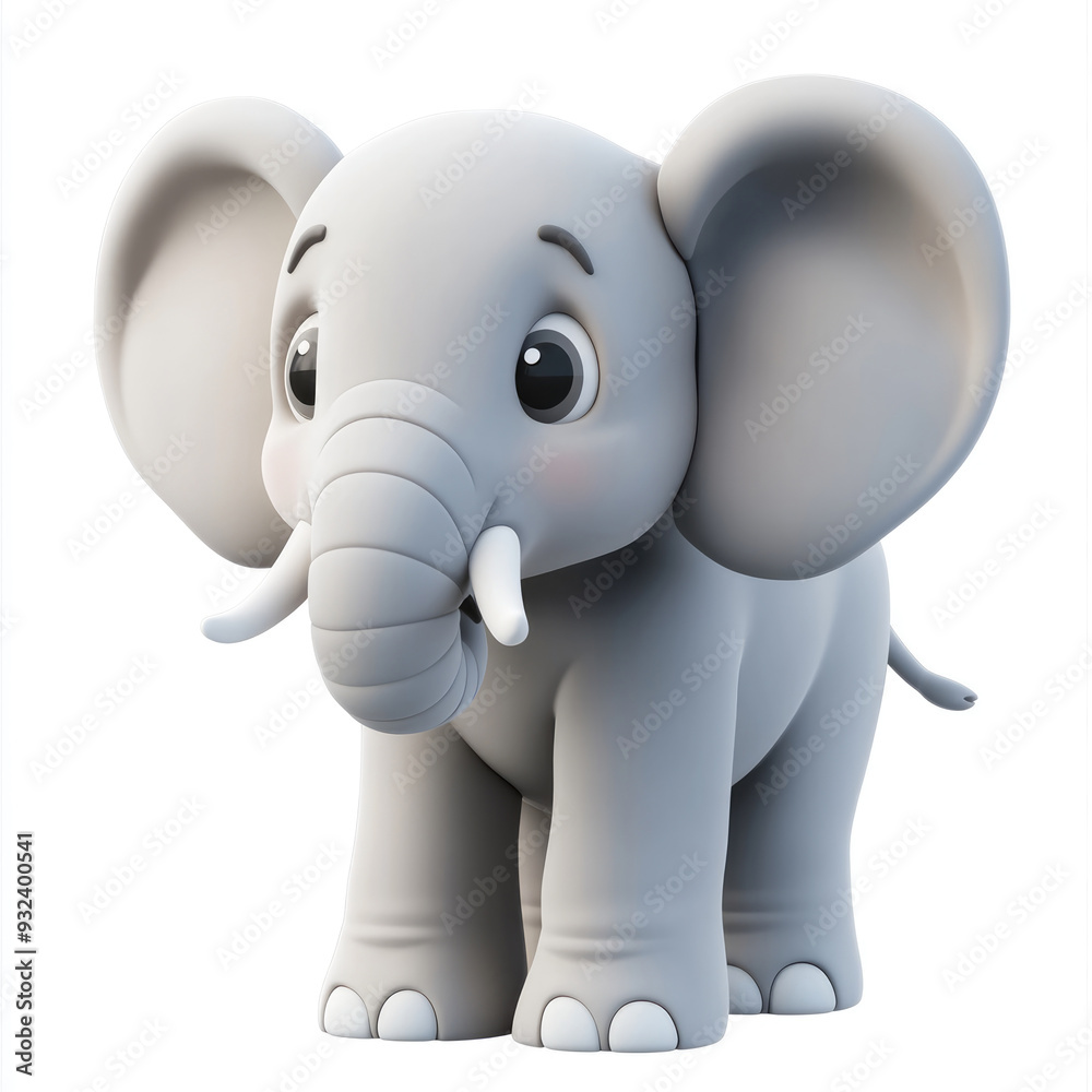 3D cartoon, an elephant. on a solid white background 3D cartoon, an elephant. on a solid white background