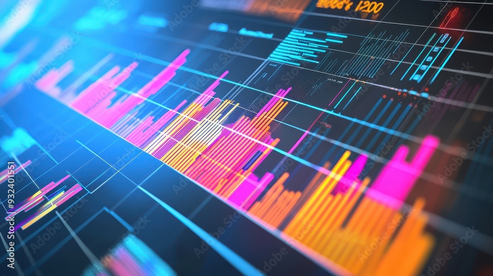 Abstract Digital Data Visualization with Neon Colors and Graphs Abstract Digital Data Visualization with Neon Colors and Graphs