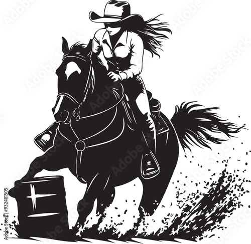 Barrel Racing Girl Horse Rider Silhouette