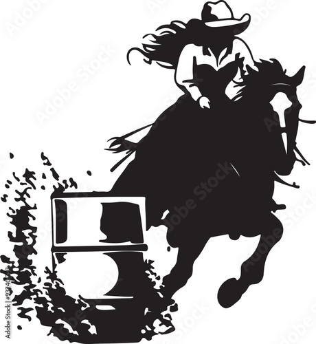 Barrel Racing Girl Horse Rider Silhouette