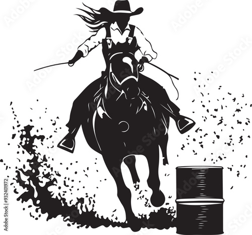 Barrel Racing Girl Horse Rider Silhouette