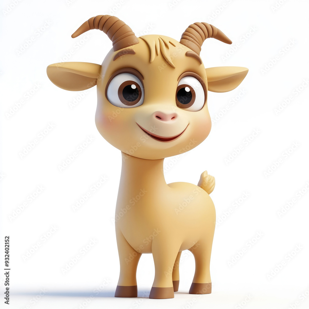 Obraz premium 3D cartoon, a goat. on a solid white background