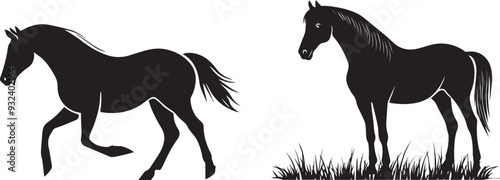 Silhouette vector of horse, silhouette of horse running vector