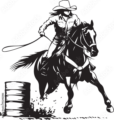 Barrel Racing Girl Horse Rider Silhouette