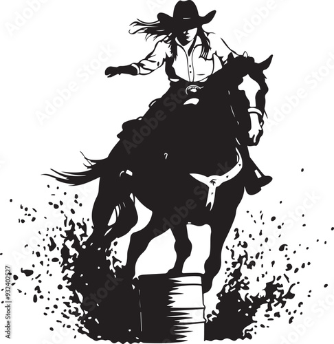 Barrel Racing Girl Horse Rider Silhouette