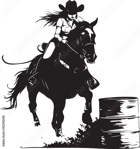 Barrel Racing Girl Horse Rider Silhouette