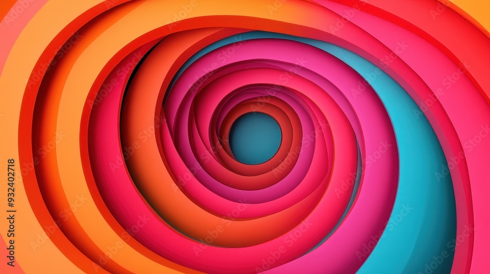 A colorful spiral with a blue circle in the middle A colorful spiral with a blue circle in the middle
