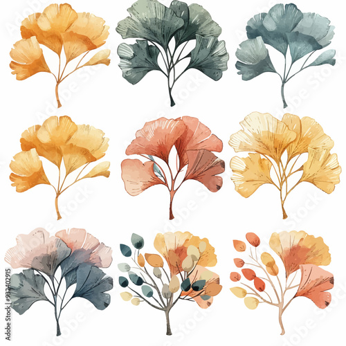 Vector Ginkgo Tree simple and mini