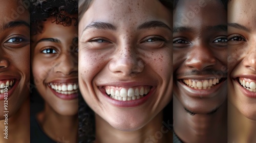 A collection of smiling faces from different cultures and backgrounds photo