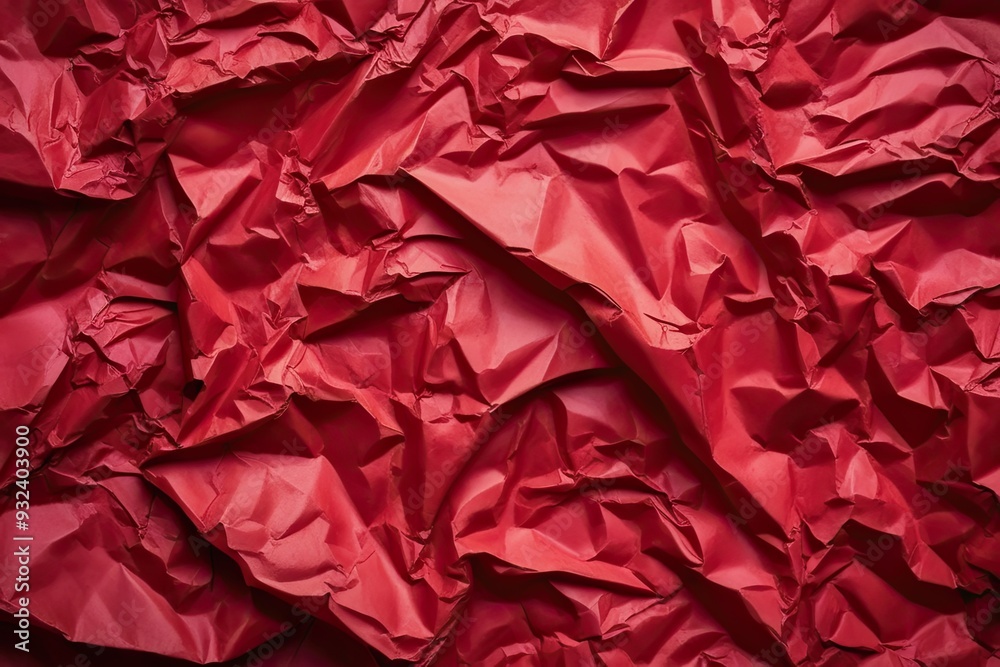 Obraz premium Crumpled Red Paper Texture for Vintage Wallpaper and Artistic Backgrounds