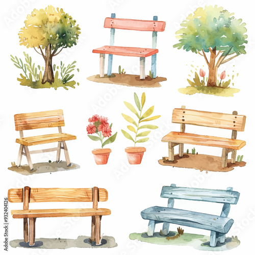 Vector Garden Bench simple and min