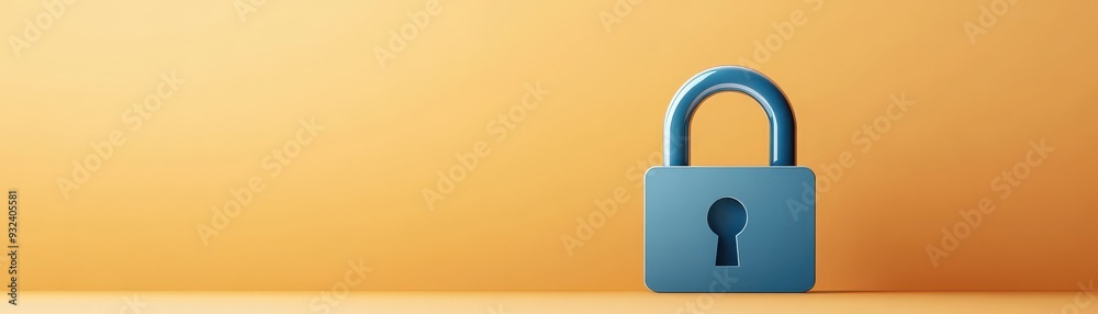 A blue padlock against a warm orange background, representing security and protection in a minimalist style. A blue padlock against a warm orange background, representing security and protection in a minimalist style.