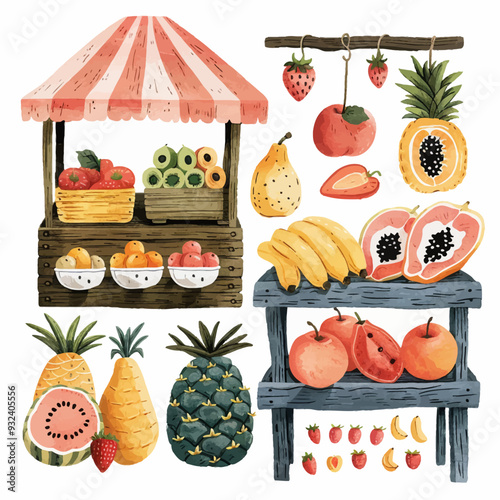 Vector Fruit Stand simple and mini