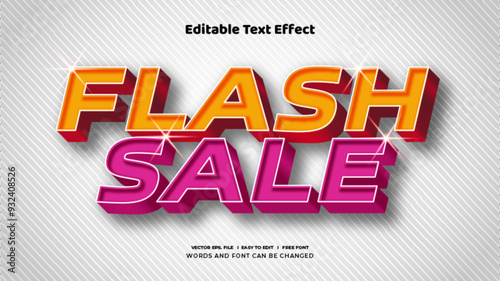 3d Flash sale vector text effect, bold and modern style theme.