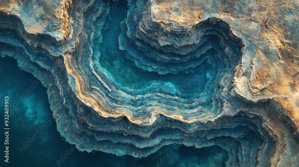 Aerial View of a Natural Sinkhole with Layers of Rock Formations Aerial View of a Natural Sinkhole with Layers of Rock Formations