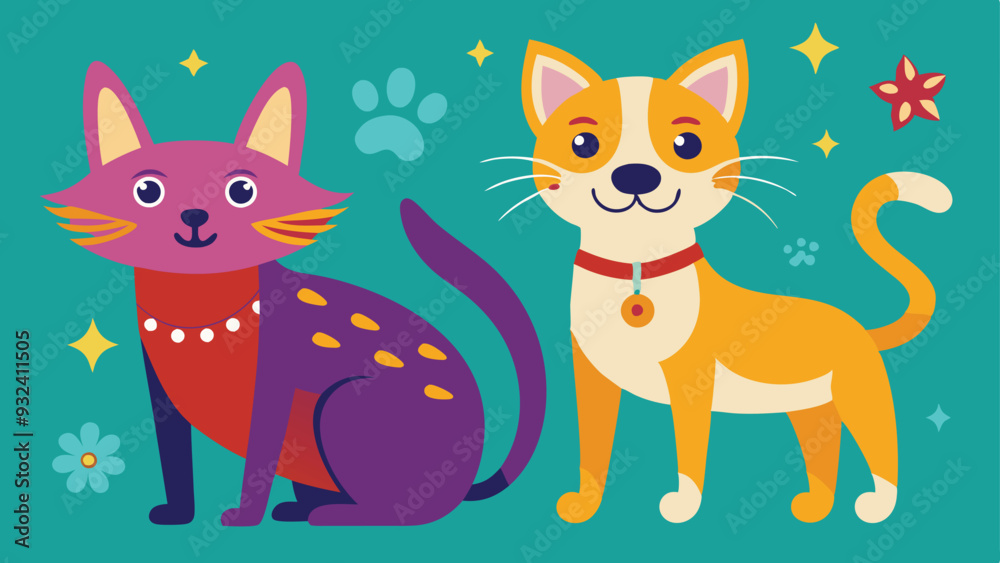 Obraz premium cat and fox cartoon design