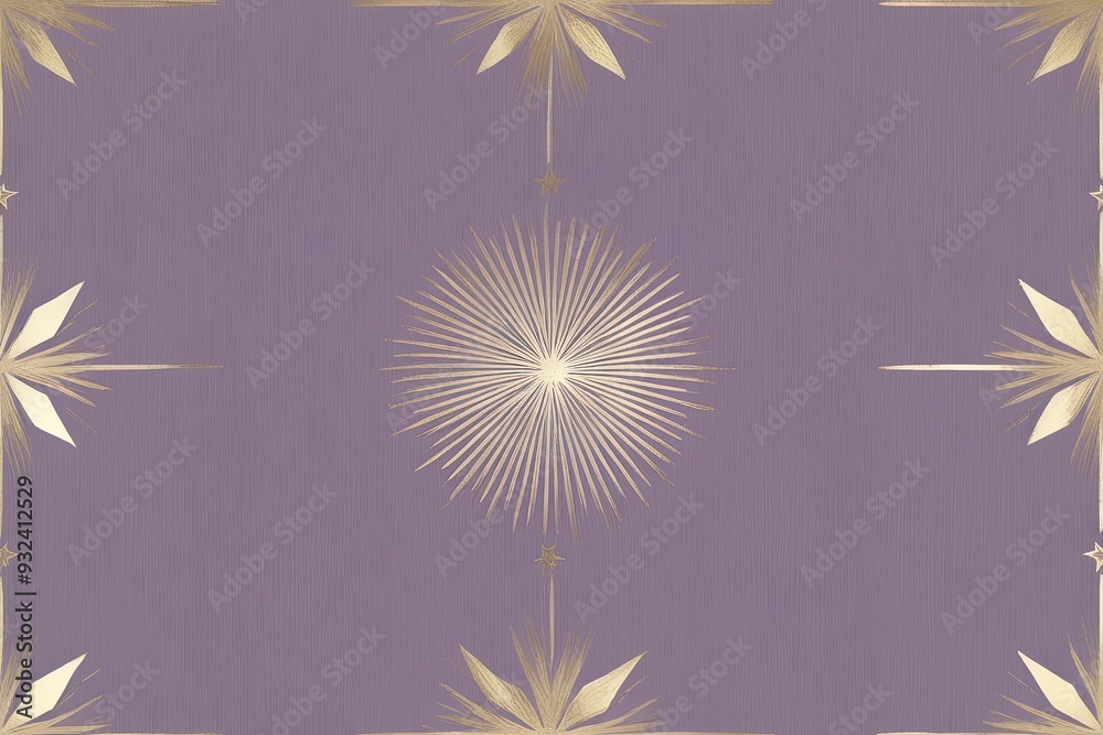 Fototapeta premium Whimsical Star Border Soft Lavender Wallpaper Texture with Radiant Center