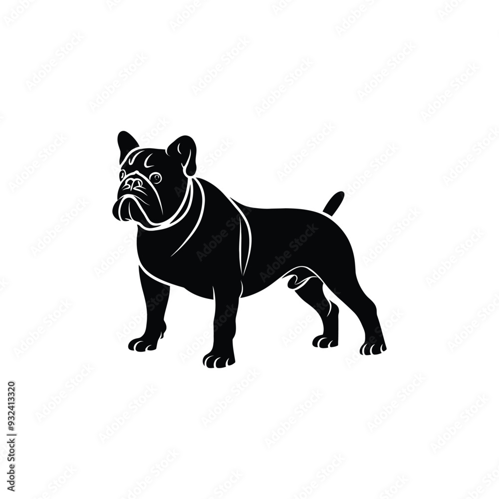 Fototapeta premium Bulldog silhouette set animals vector template illustration