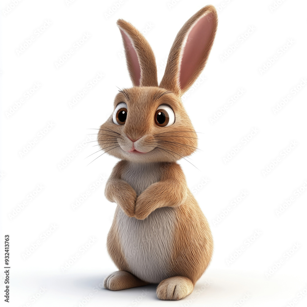 Obraz premium 3D cartoon, a rabbit. on a solid white background