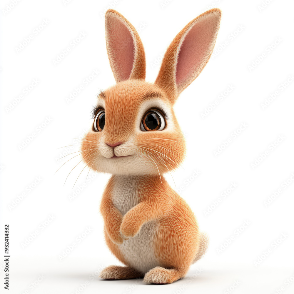 Obraz premium 3D cartoon, a rabbit. on a solid white background
