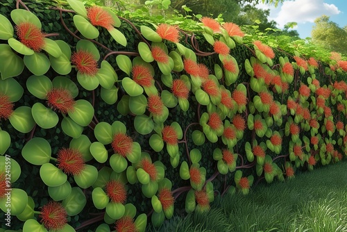 Vibrant 3D Visualization of Epipremnum Aureum Plant Vine in Natural Settings photo