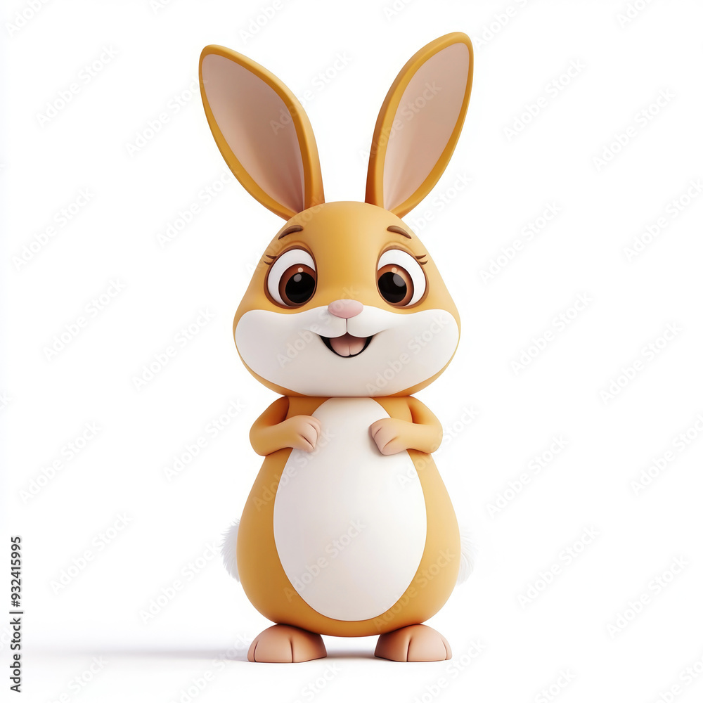 Obraz premium 3D cartoon, a rabbit. on a solid white background