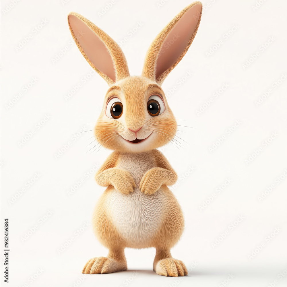 Obraz premium 3D cartoon, a rabbit. on a solid white background
