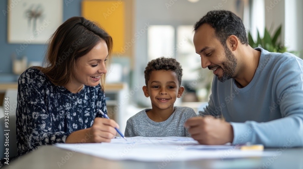 A family of three, a man, a woman and a child A family of three, a man, a woman and a child
