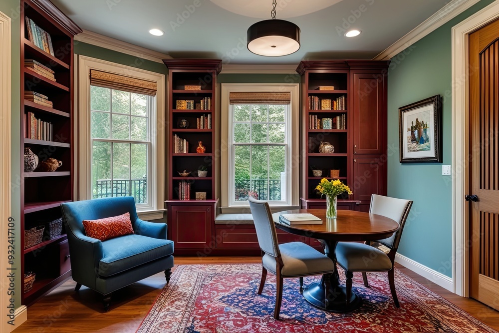 Inviting Cozy Study Space with Comfortable Chair and Dining Area Inviting Cozy Study Space with Comfortable Chair and Dining Area