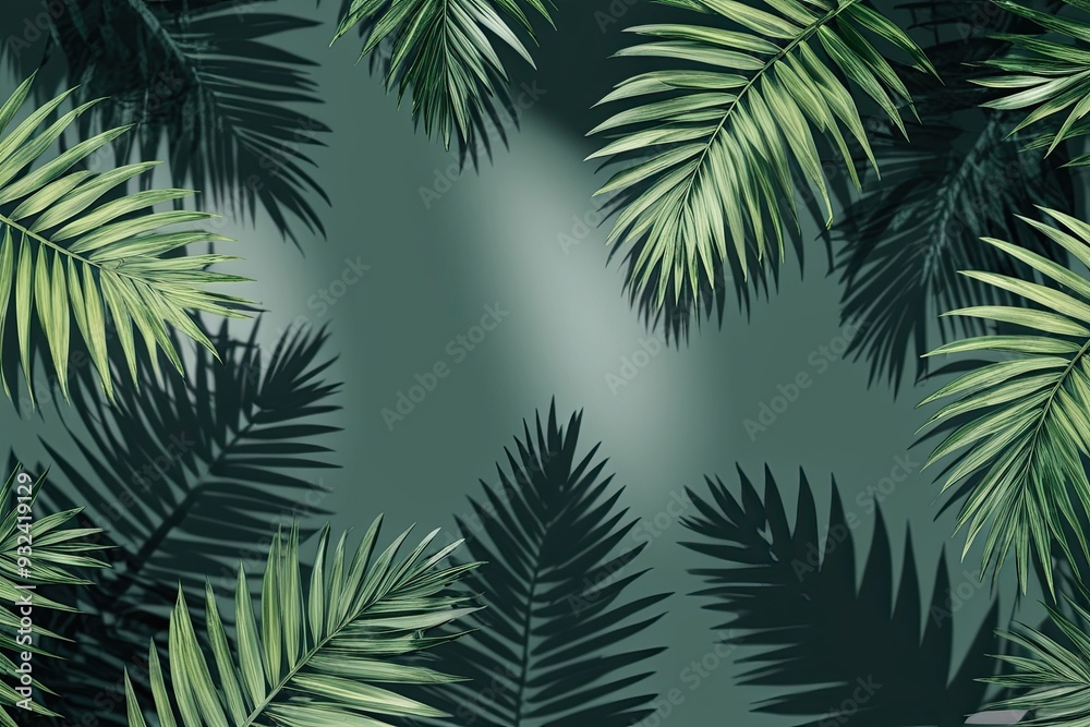 Tropical Leaf Shadow Overlay with 3D Palm Leaf Silhouettes Effect Tropical Leaf Shadow Overlay with 3D Palm Leaf Silhouettes Effect