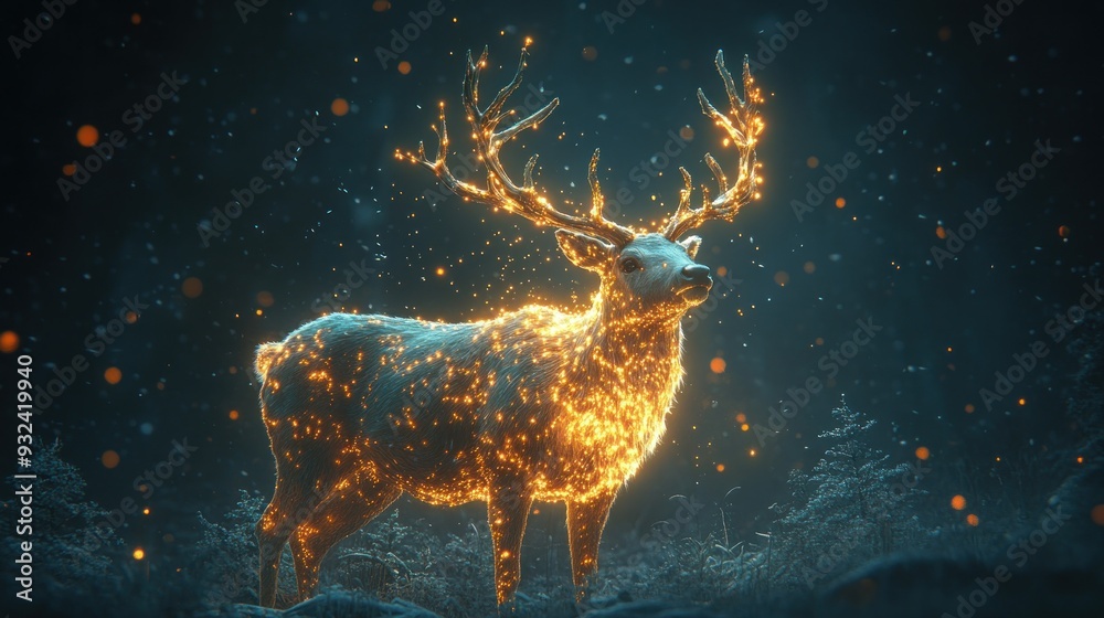 Glowing Deer in a Winter Wonderland Glowing Deer in a Winter Wonderland