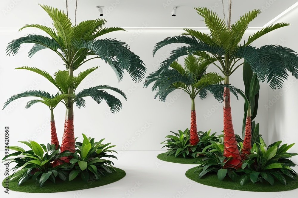 Fototapeta premium Stunning 3D Visualization of Tropical Michelia Alba Trees in a Bright White Environment