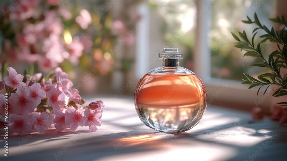 Perfume Bottle with Spring Flowers Perfume Bottle with Spring Flowers