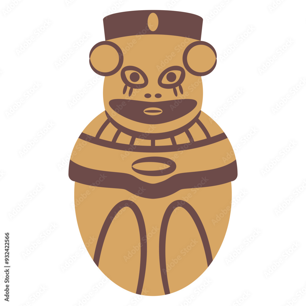 Pre Columbian idol from ancient Peru. Chancay culture. Stylized human figurine. Indigenous symbol. Isolated vector illustration. Pre Columbian idol from ancient Peru. Chancay culture. Stylized human figurine. Indigenous symbol. Isolated vector illustration.