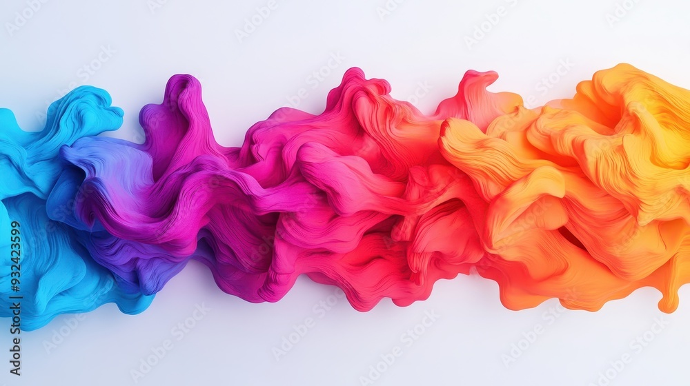 Fototapeta premium A colorful, flowing line of fabric with a rainbow of colors