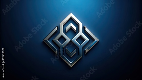 Metallic iron elemental symbol icon incorporated into a modern, stylized logo design, set against a sleek, dark blue background, conveying innovation and strength. photo