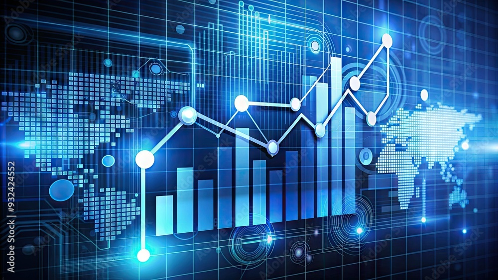Minimalist blue and white infographic background with stylized data icon, representing digital information and technology advancements in a modern business setting. Minimalist blue and white infographic background with stylized data icon, representing digital information and technology advancements in a modern business setting.
