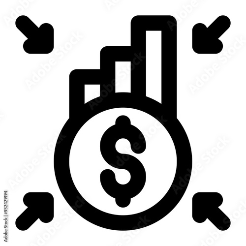 centralized, centralization, economics, economy, financial, pressure outline icon