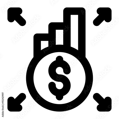 decentralized, decentralization, economics, economy, expansion, financial outline icon