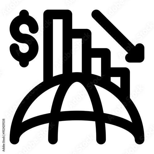 global recession, recession, global crisis, economic crisis, financial crisis, global outline icon