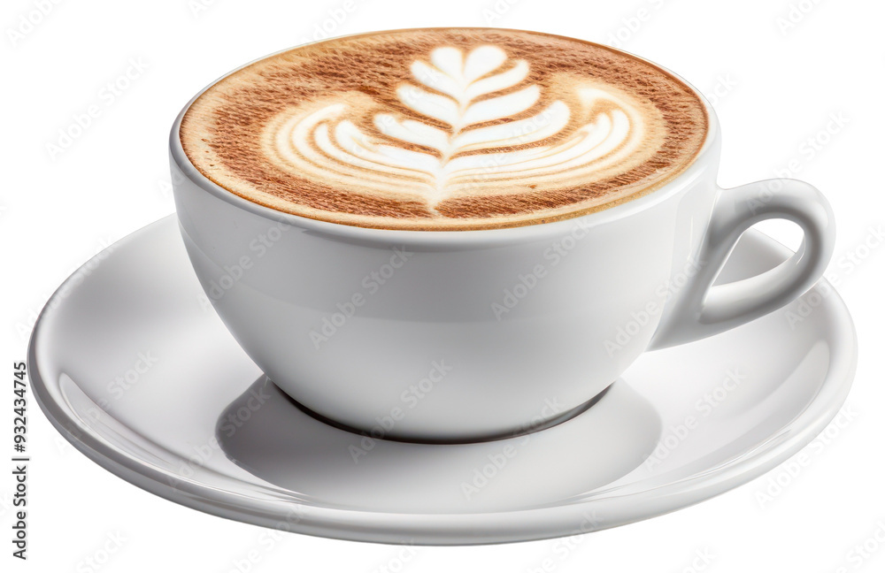 PNG Latte art in white cup PNG Latte art in white cup