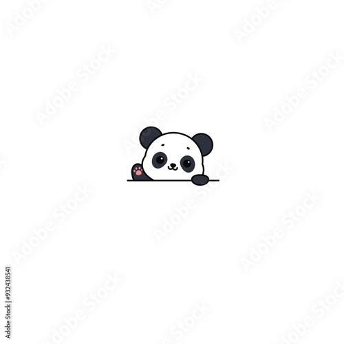 Cute panda waving paw cartoon, vector illustration